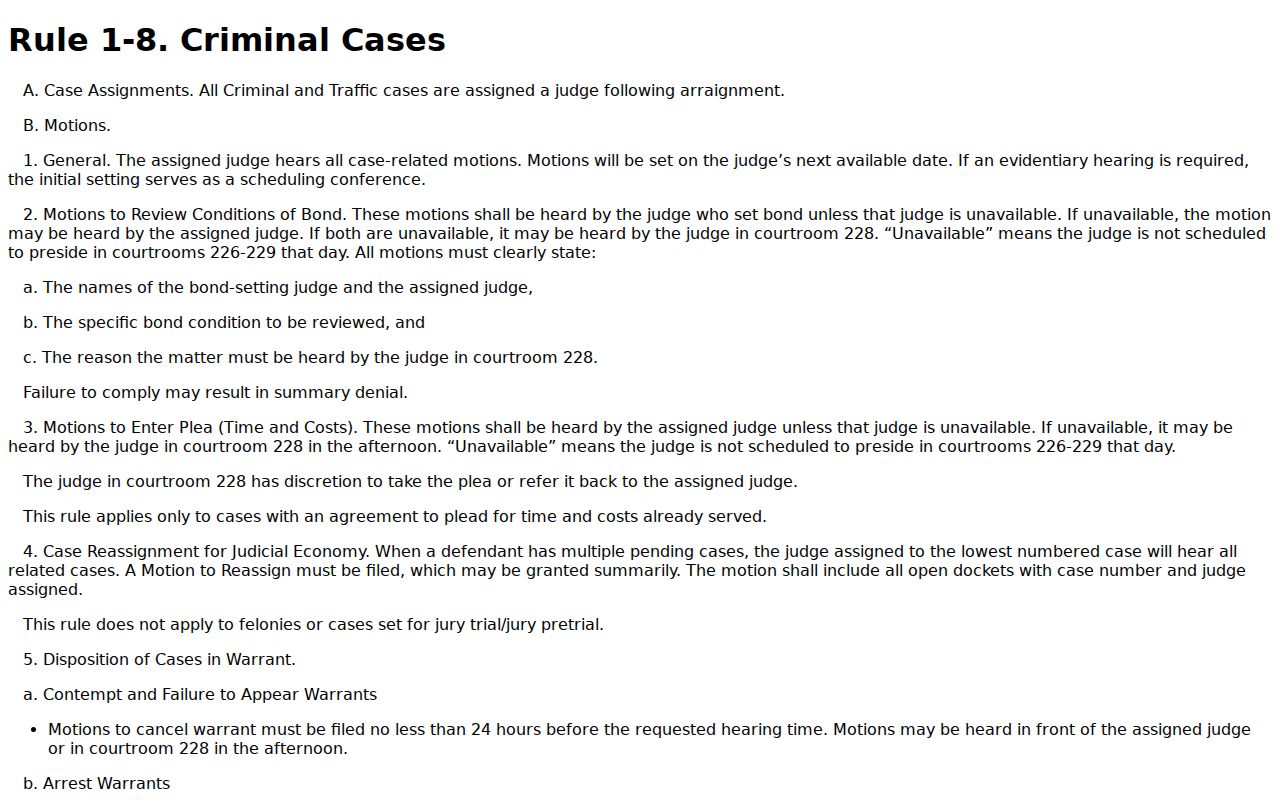 Washington County bench warrant motion to cancel court rule