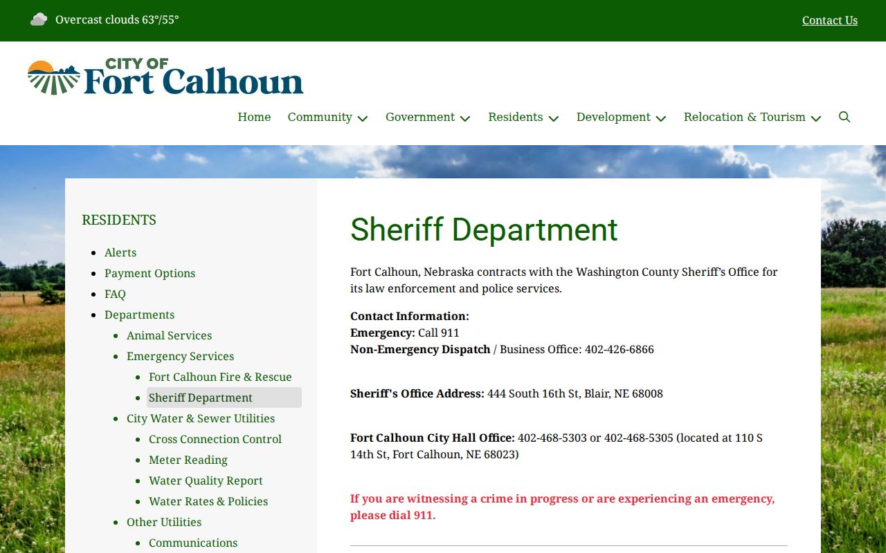 Fort Calhoun contracted Washington County sheriff municipal warrant service