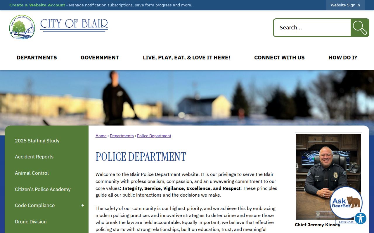 Blair Police Department Washington County warrant records contact
