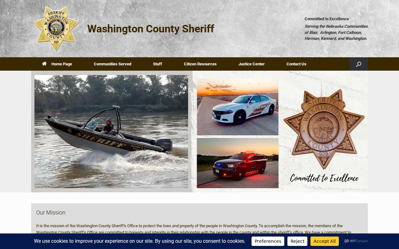 Washington County sheriff service area for warrant records